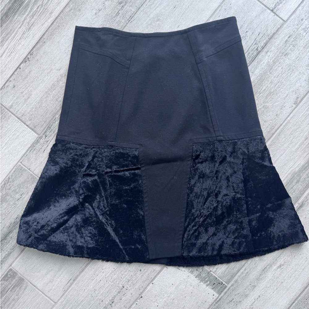 Etcetera Black Knee Length Faux Fur Skirt - size 4